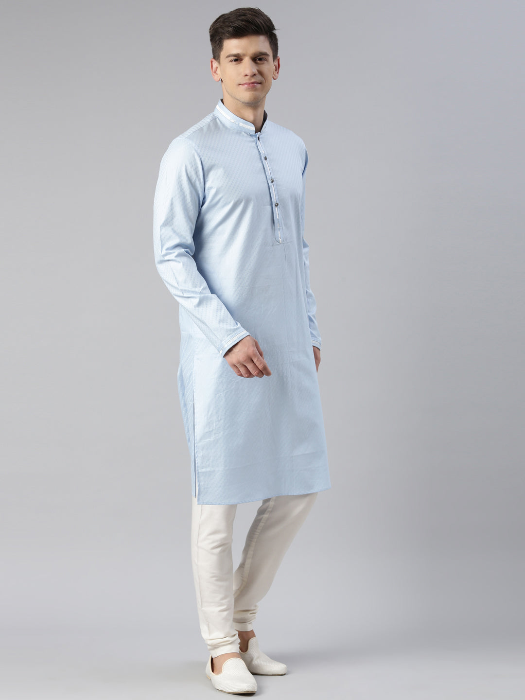 Sky Blue Cotton Kurta Set