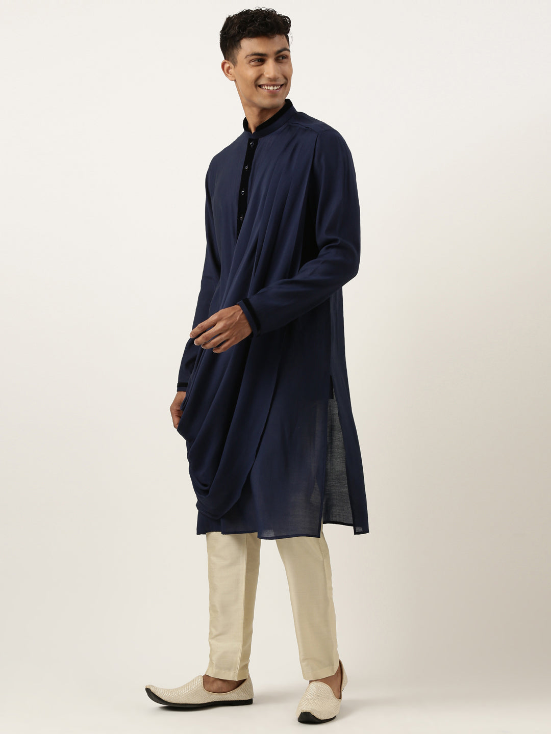 Navy Multi Style Draped kurta Set