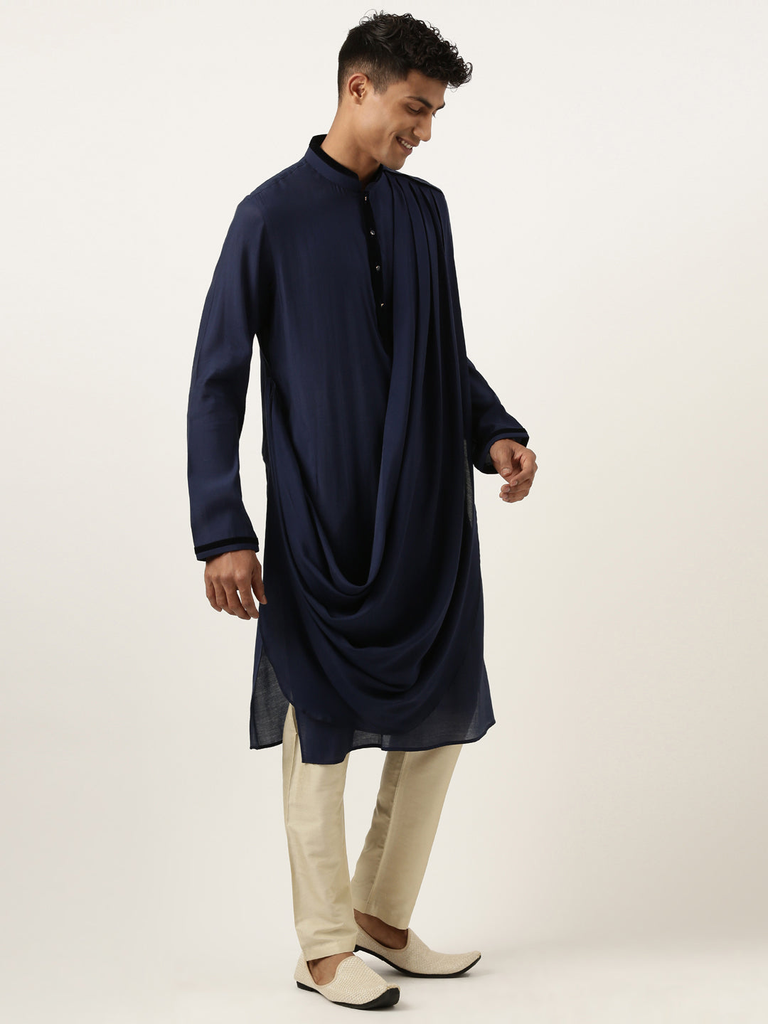 Navy Multi Style Draped kurta Set