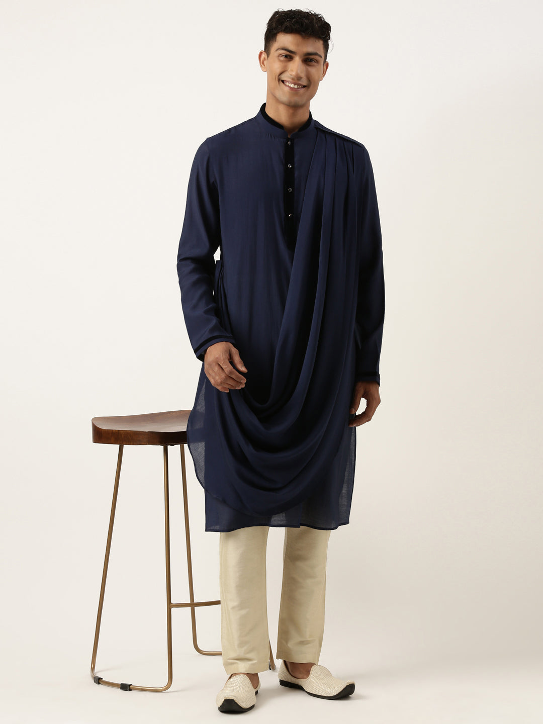 Navy Multi Style Draped kurta Set