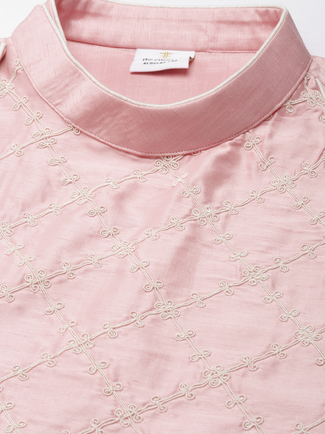 Pink Embroidery Angrakha Kurta Set