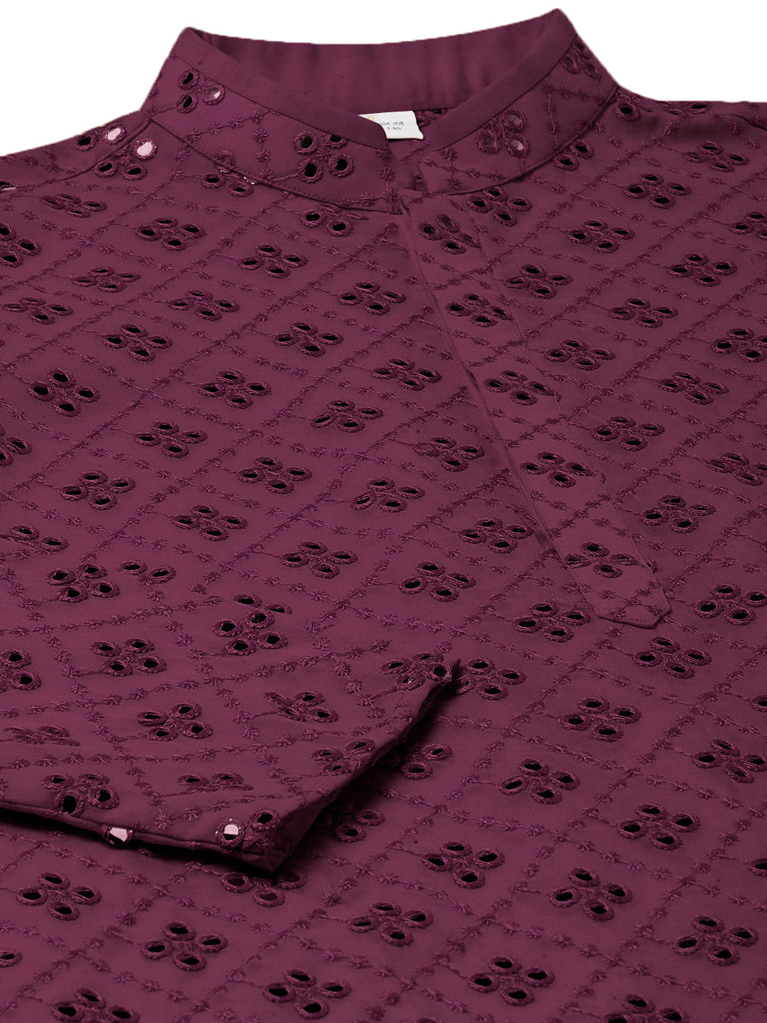 Purple Mirror Embroidery Kurta Set