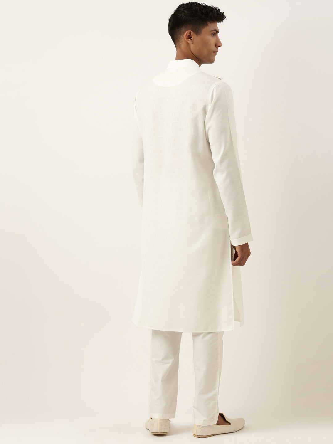 Off White Layered Style Cotton Kurta Set