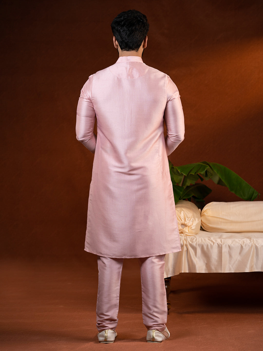 Pink Embroidered Jacket Kurta Set