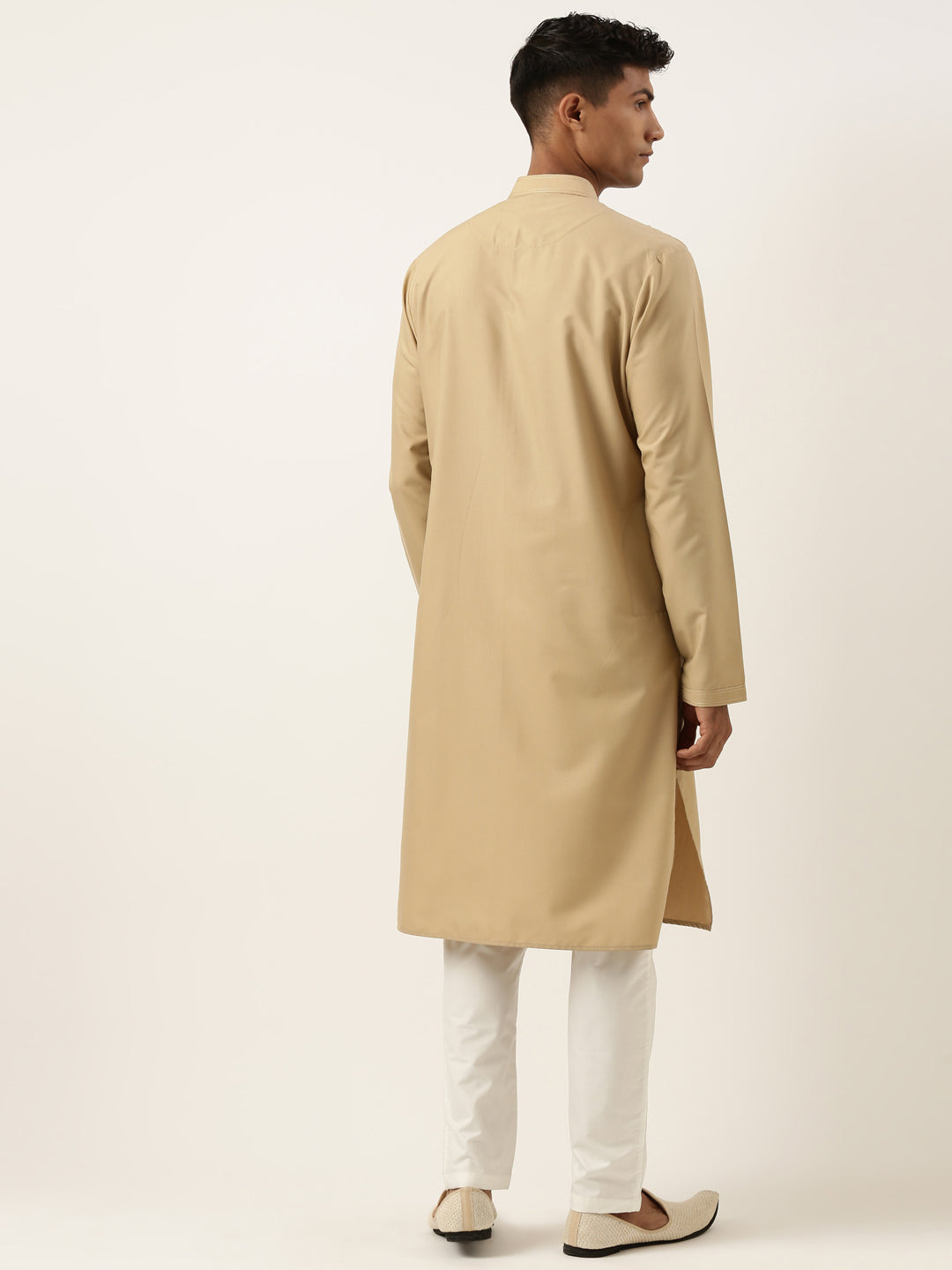 Beige Smocking Kurta Set