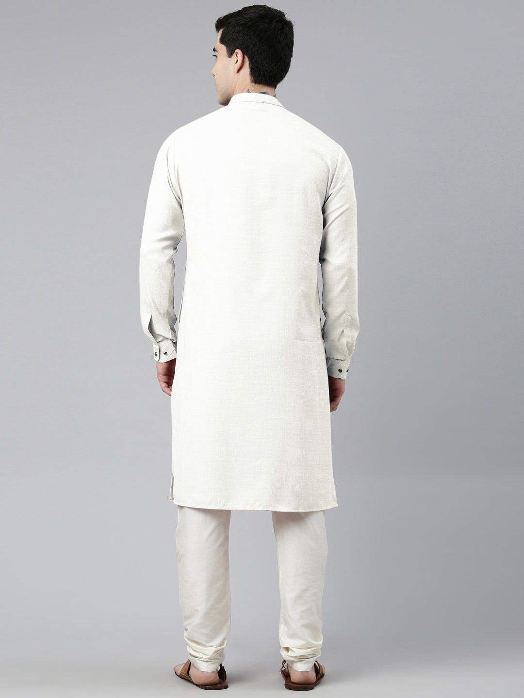 Off White Angrakha Kurta Set