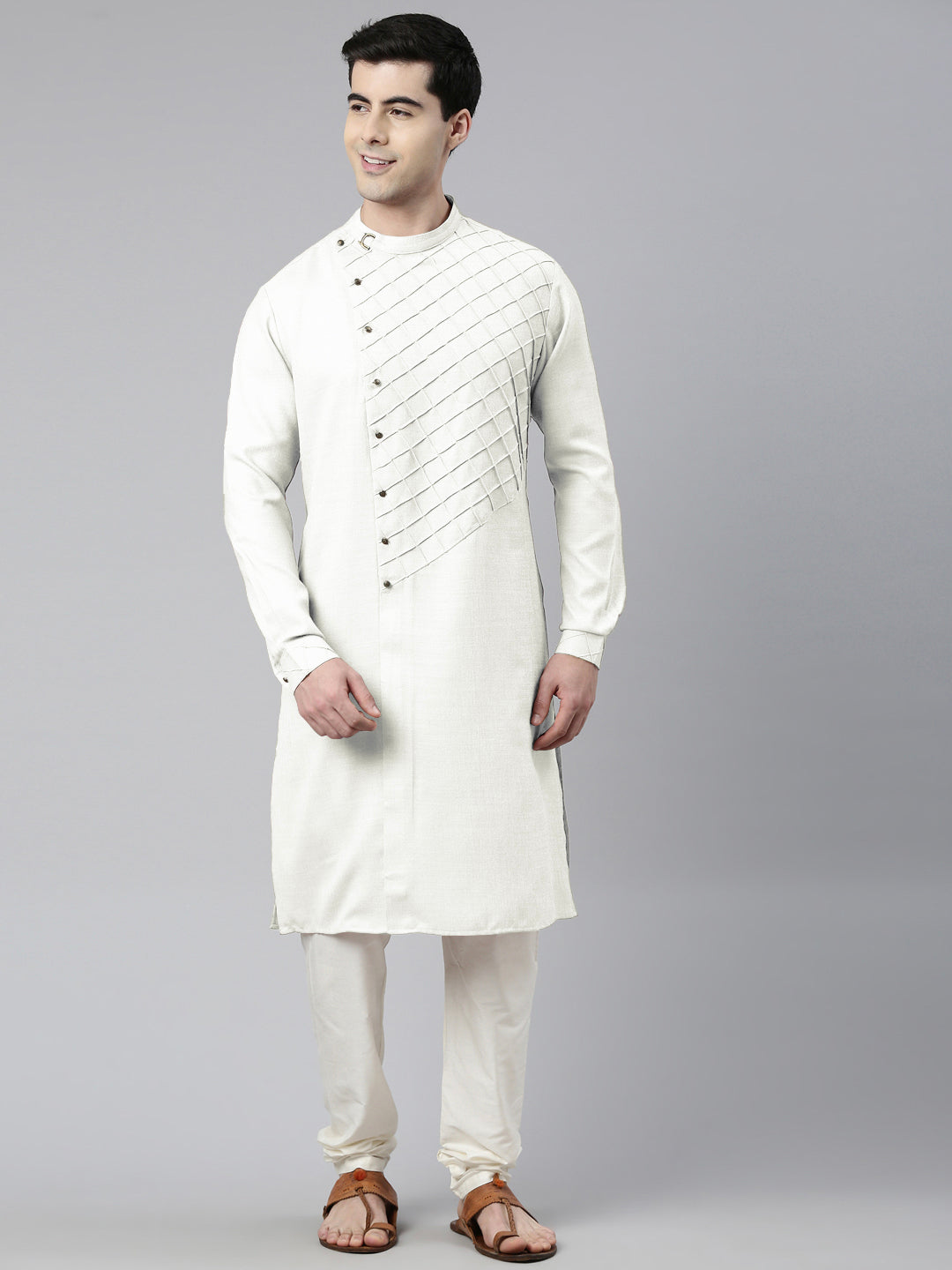 Off White Angrakha Kurta Set