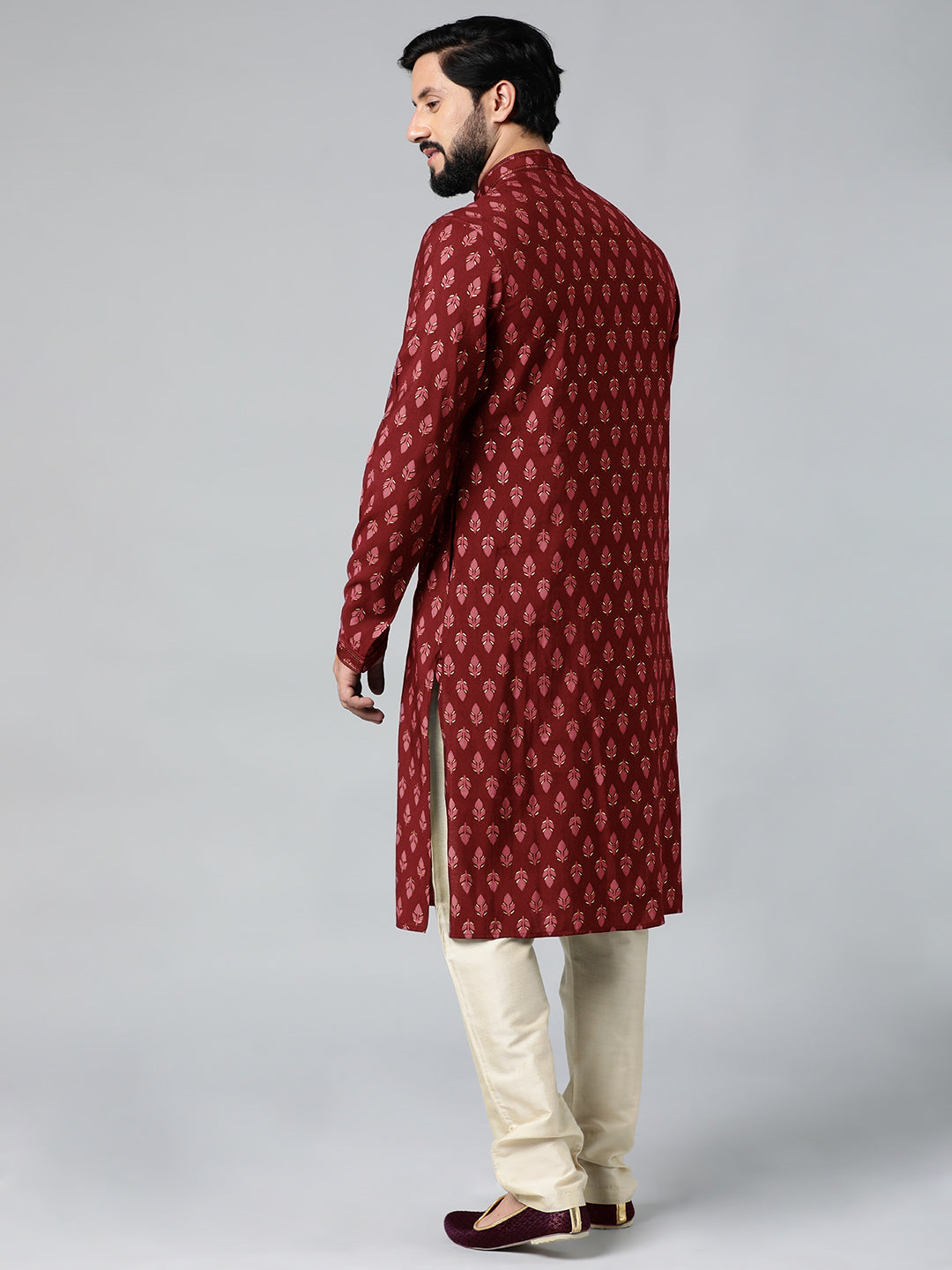 Red Block Printed Kurta Set