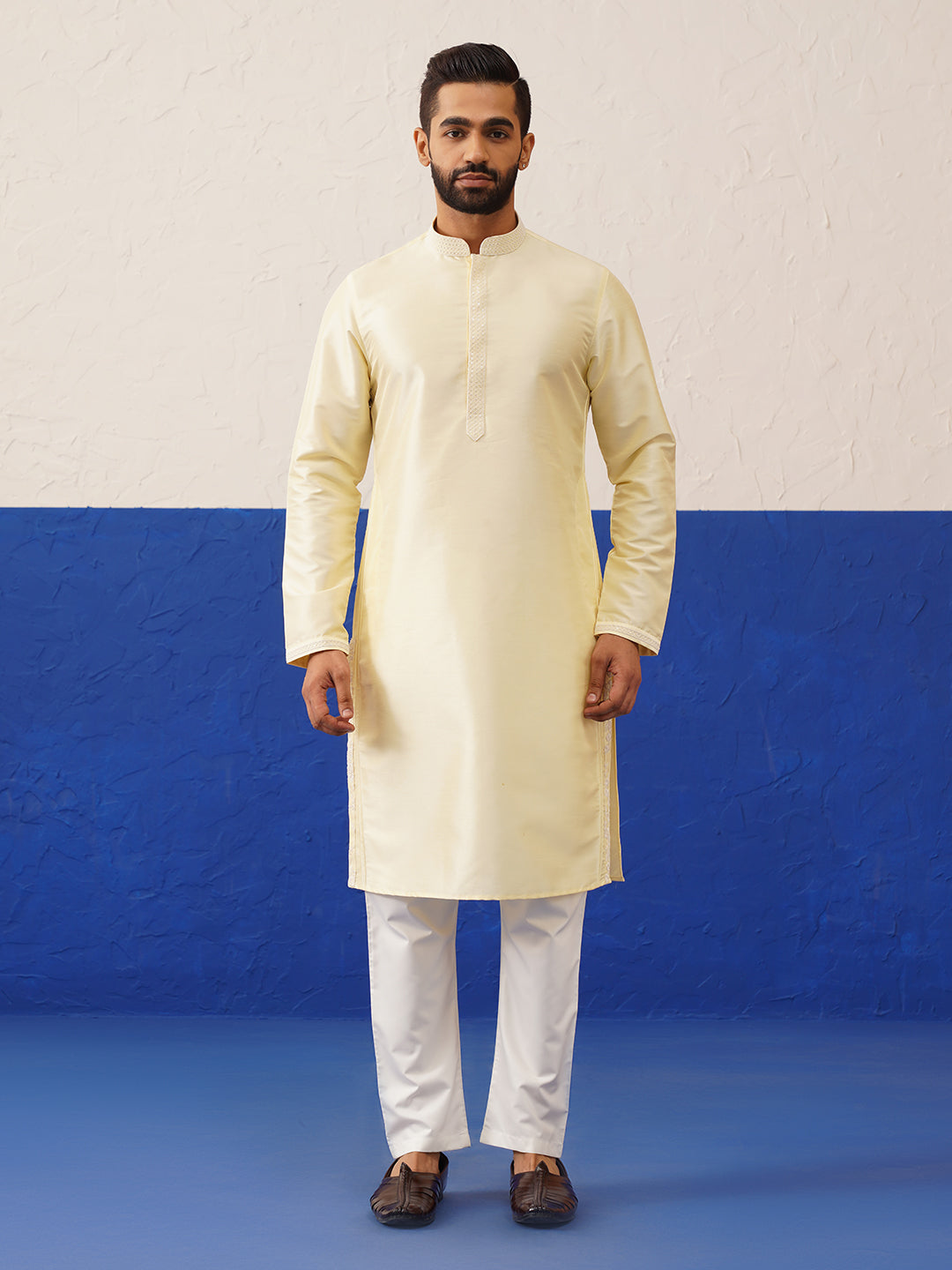 Lemon Yellow bundi kurta set