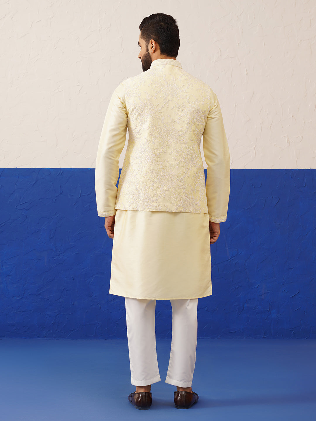 Lemon Yellow bundi kurta set