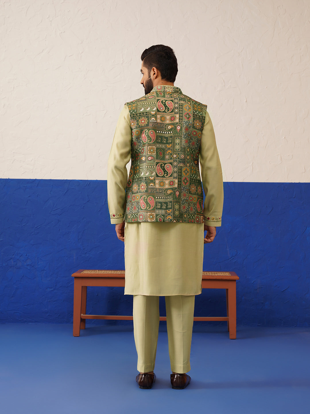 Multi color brocade banarasi jacket set