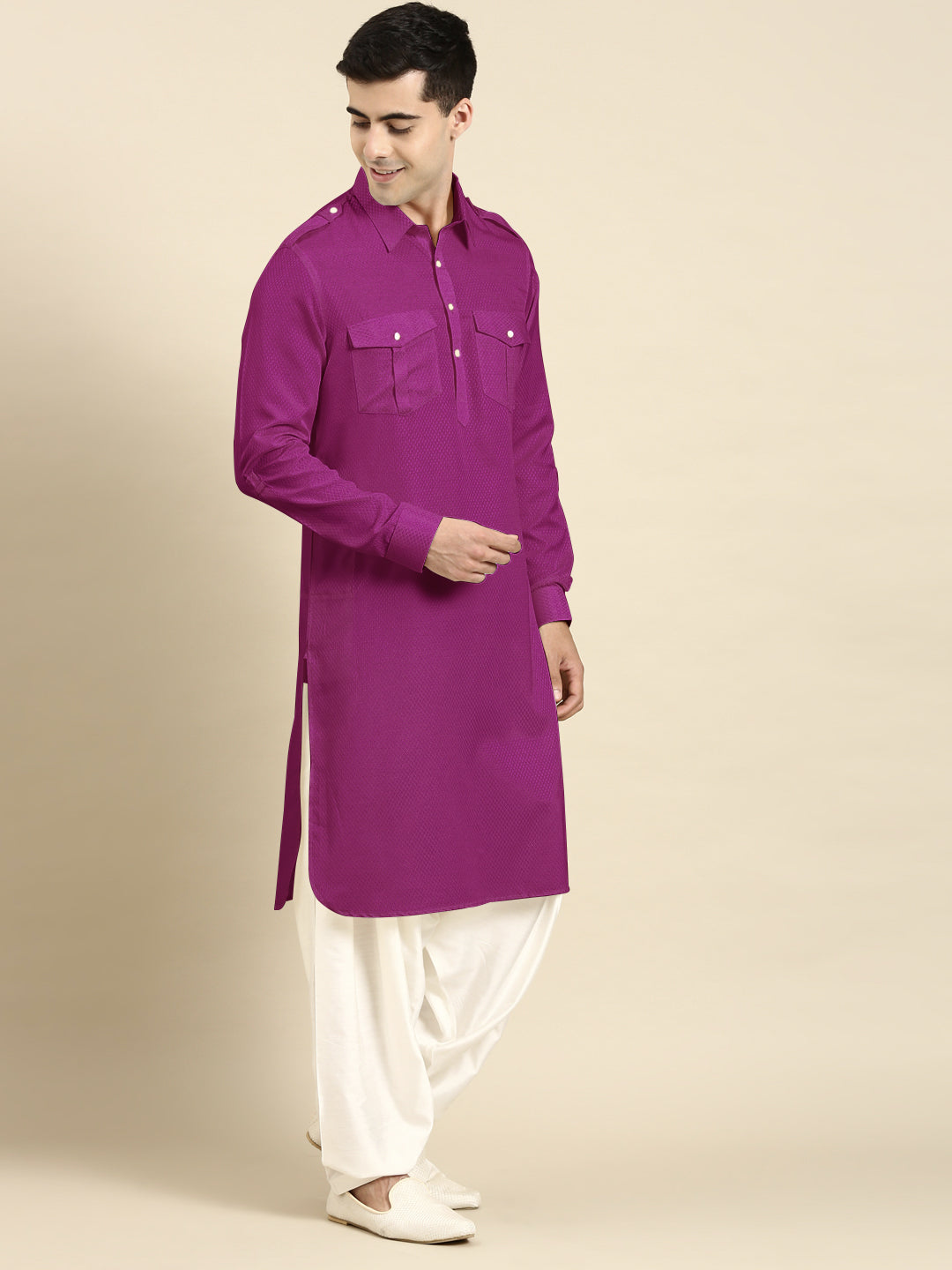 Violet Cotton Pathani with Salwar