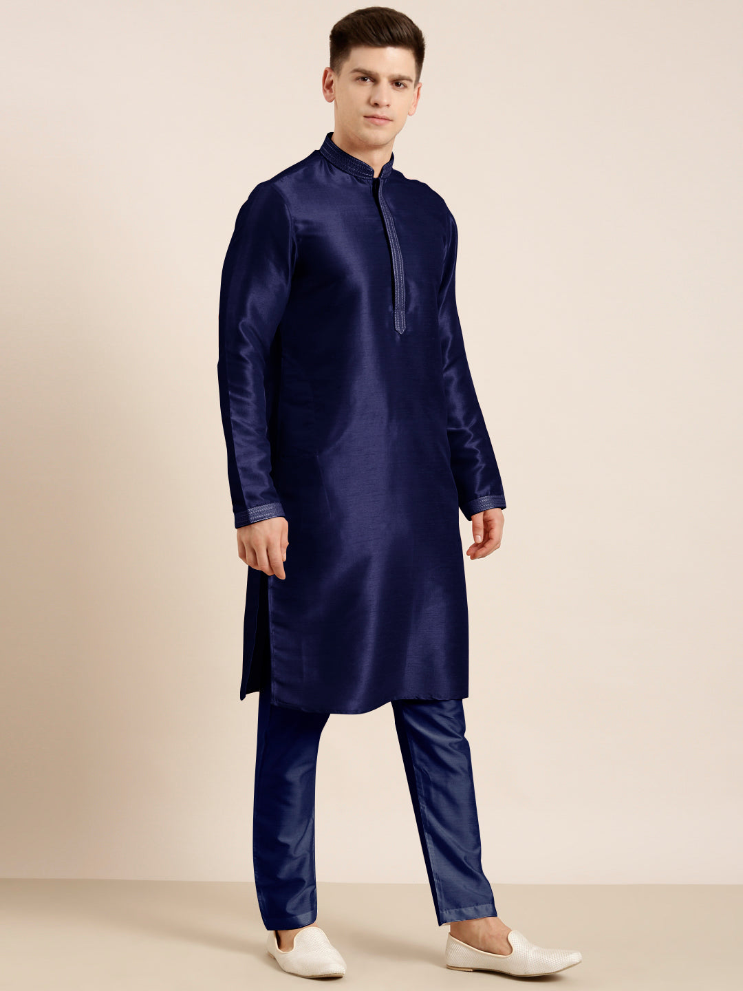 Navy Blue Embroidered Kurta Set