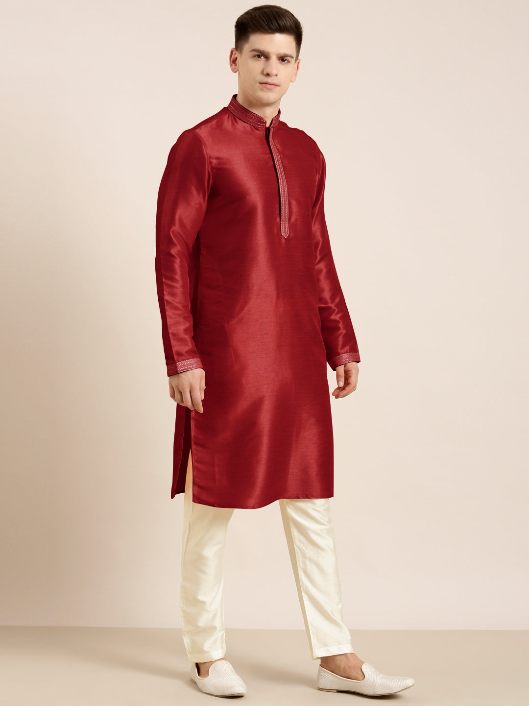 Maroon Embroidered Kurta Set