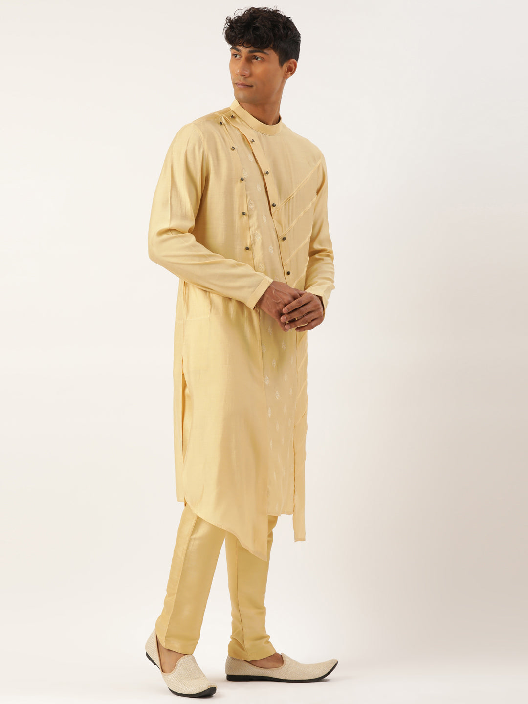 Gold Side Open Layered Kurta Set