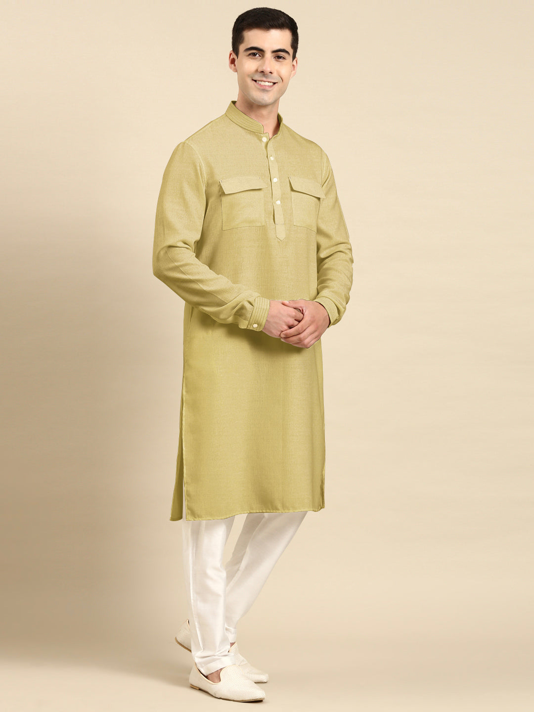 Greenish Beige Pathani Kurta Set