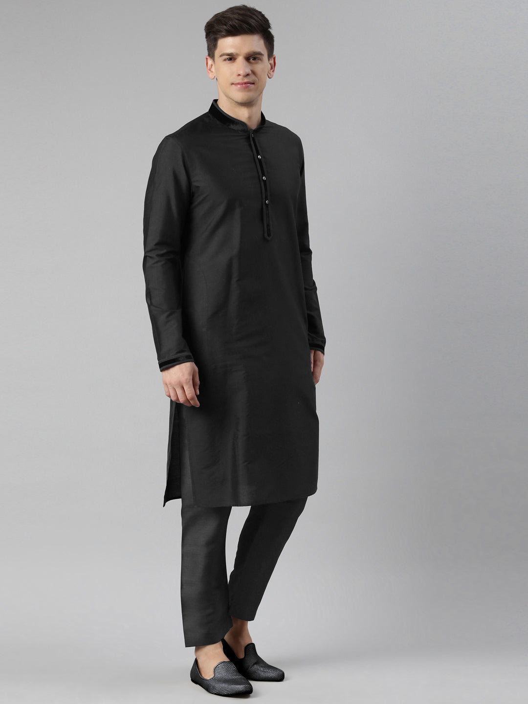 Wine Embroidered Overlap Jacket Kurta Set