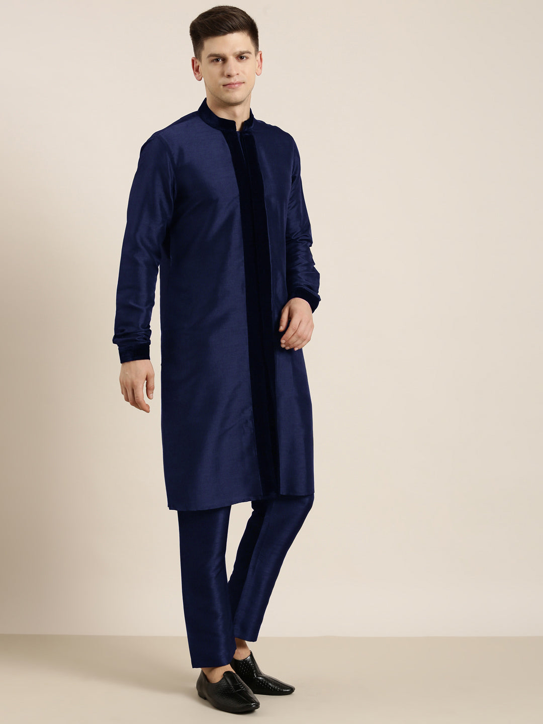 Blue Long Jacket Kurta Set