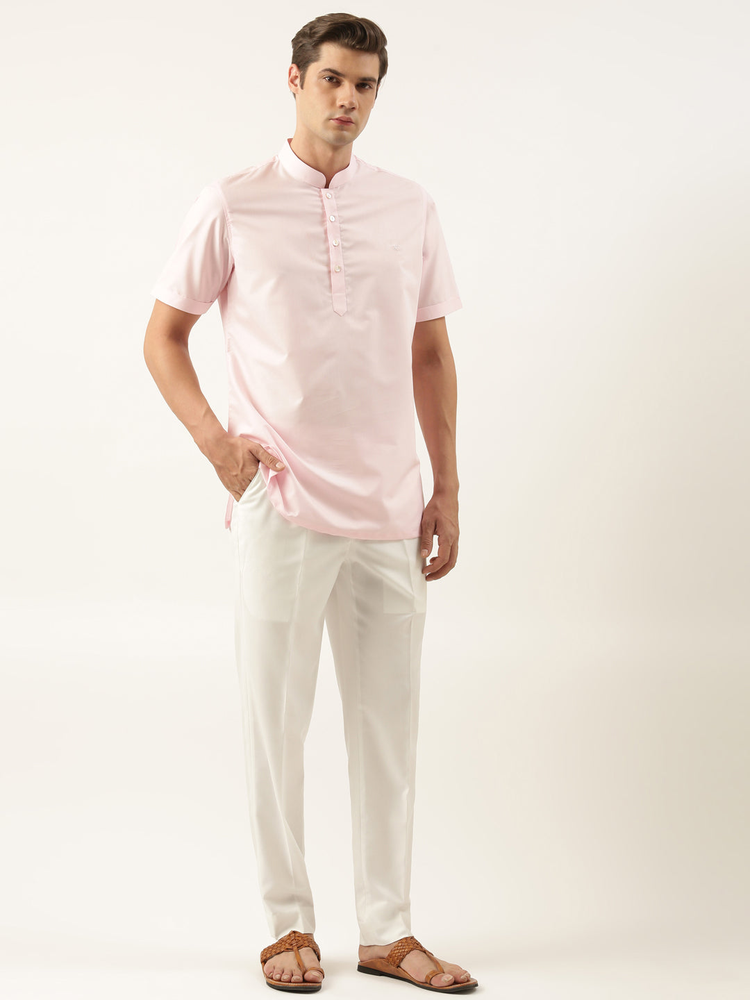 Baby Pink Cotton Short Kurta