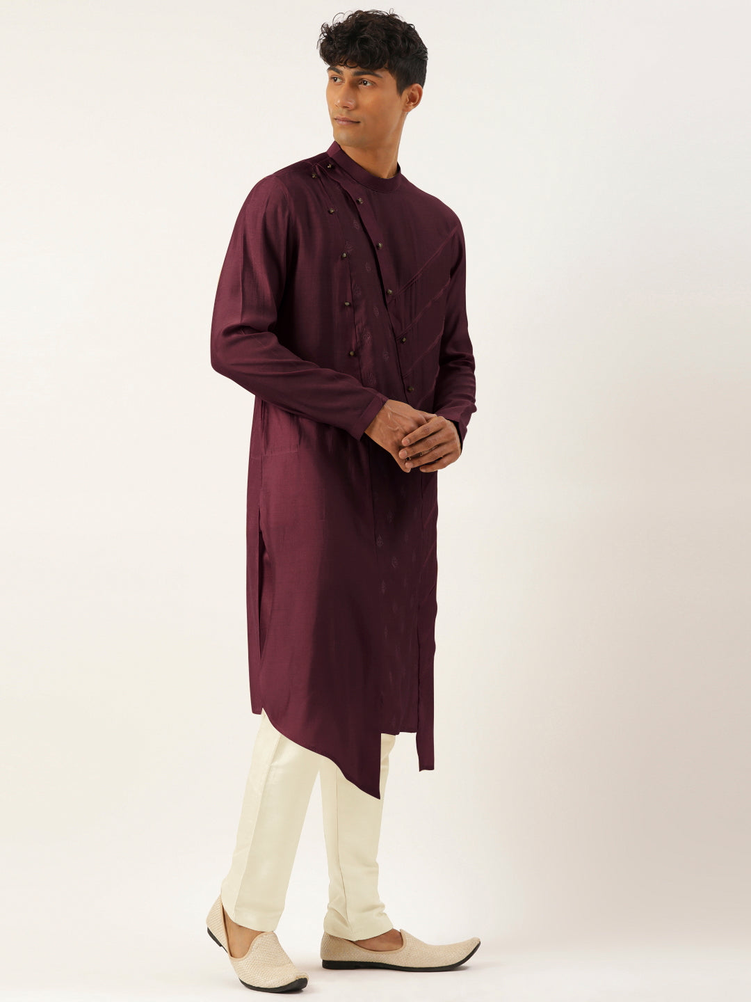 Wine Side Open Layered Kurta Set