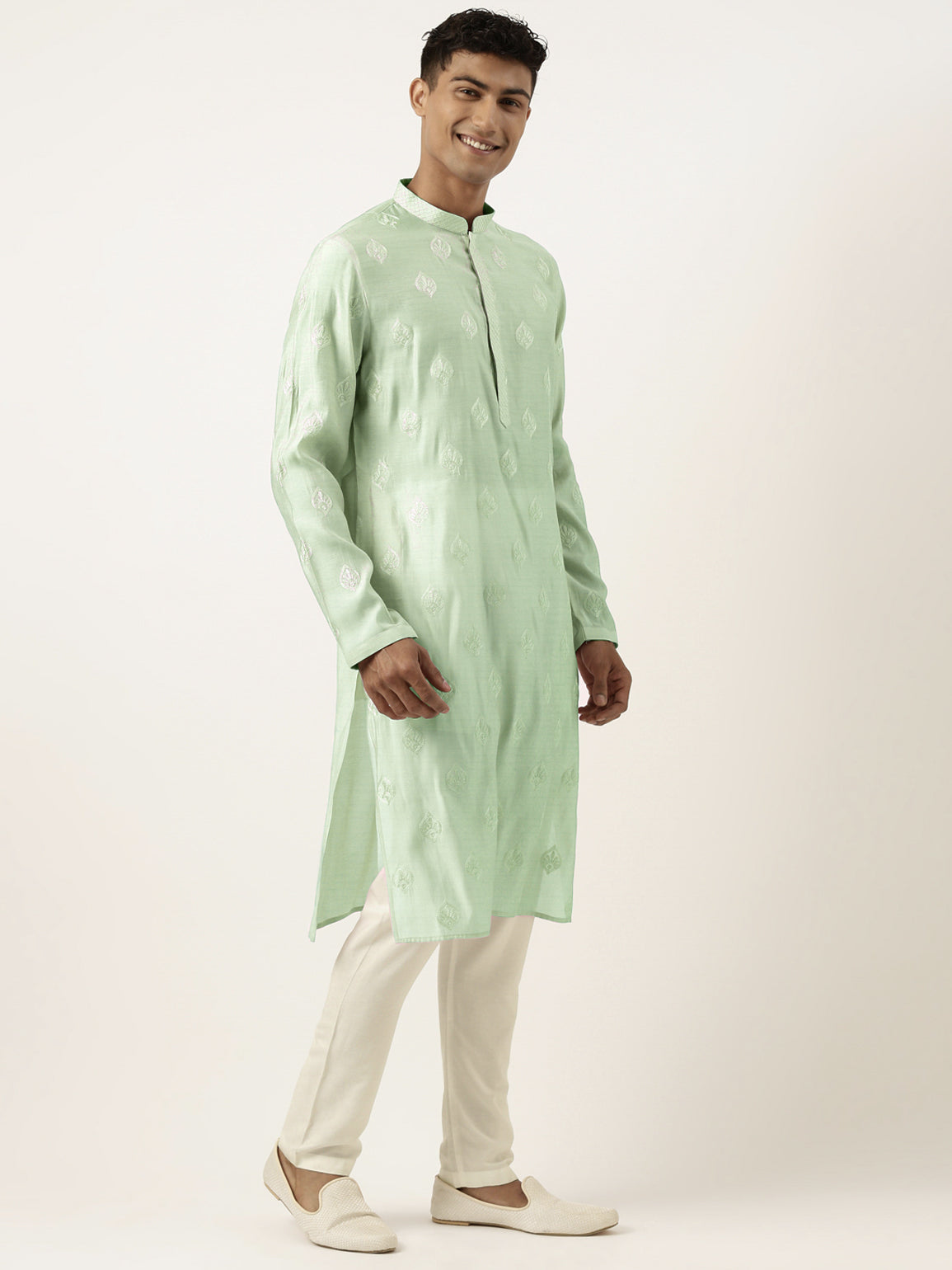 Light Green Embroidered Kurta Set