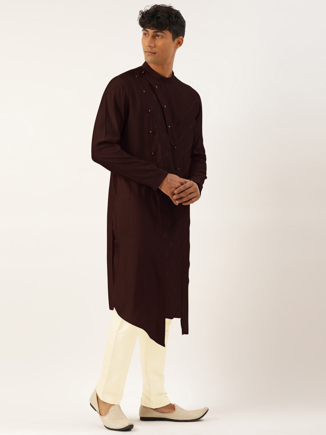 Maroon Side Open Layered Kurta Set