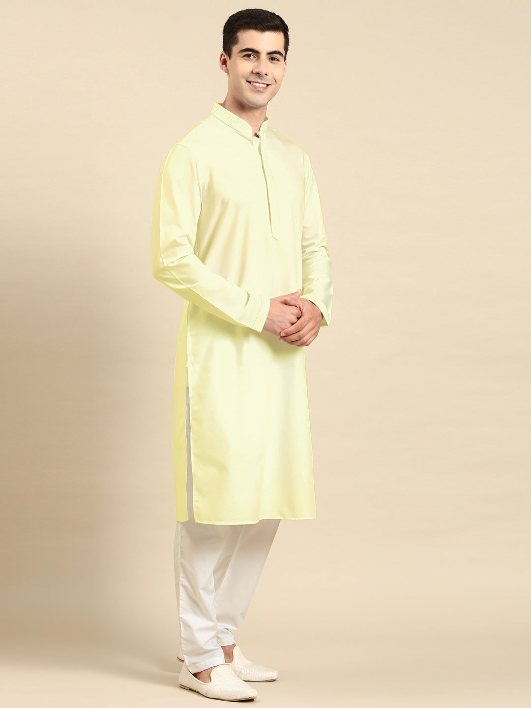 Light Yellow fine Cotton Kurta Set