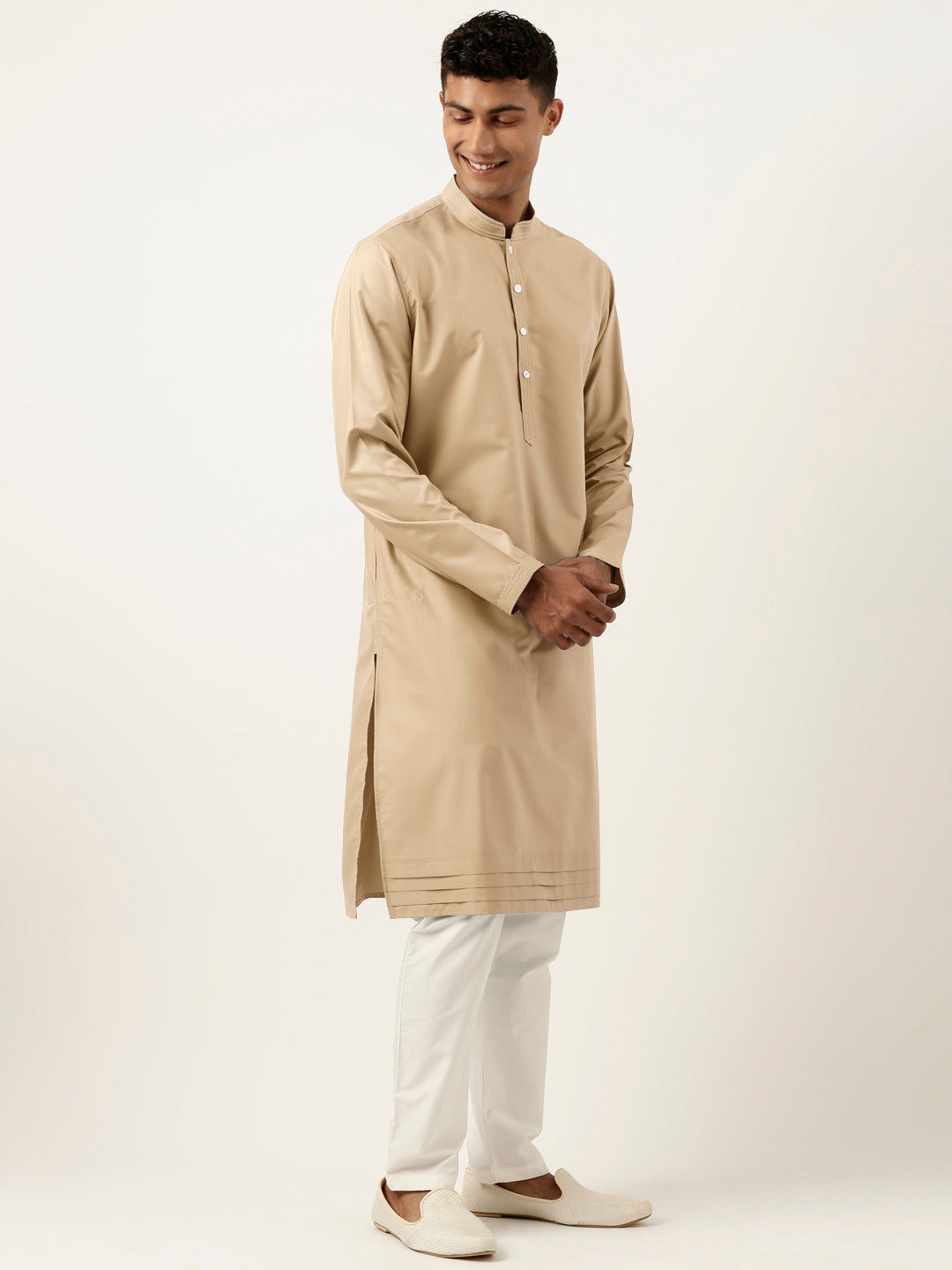 Beige Cotton Kurta Set