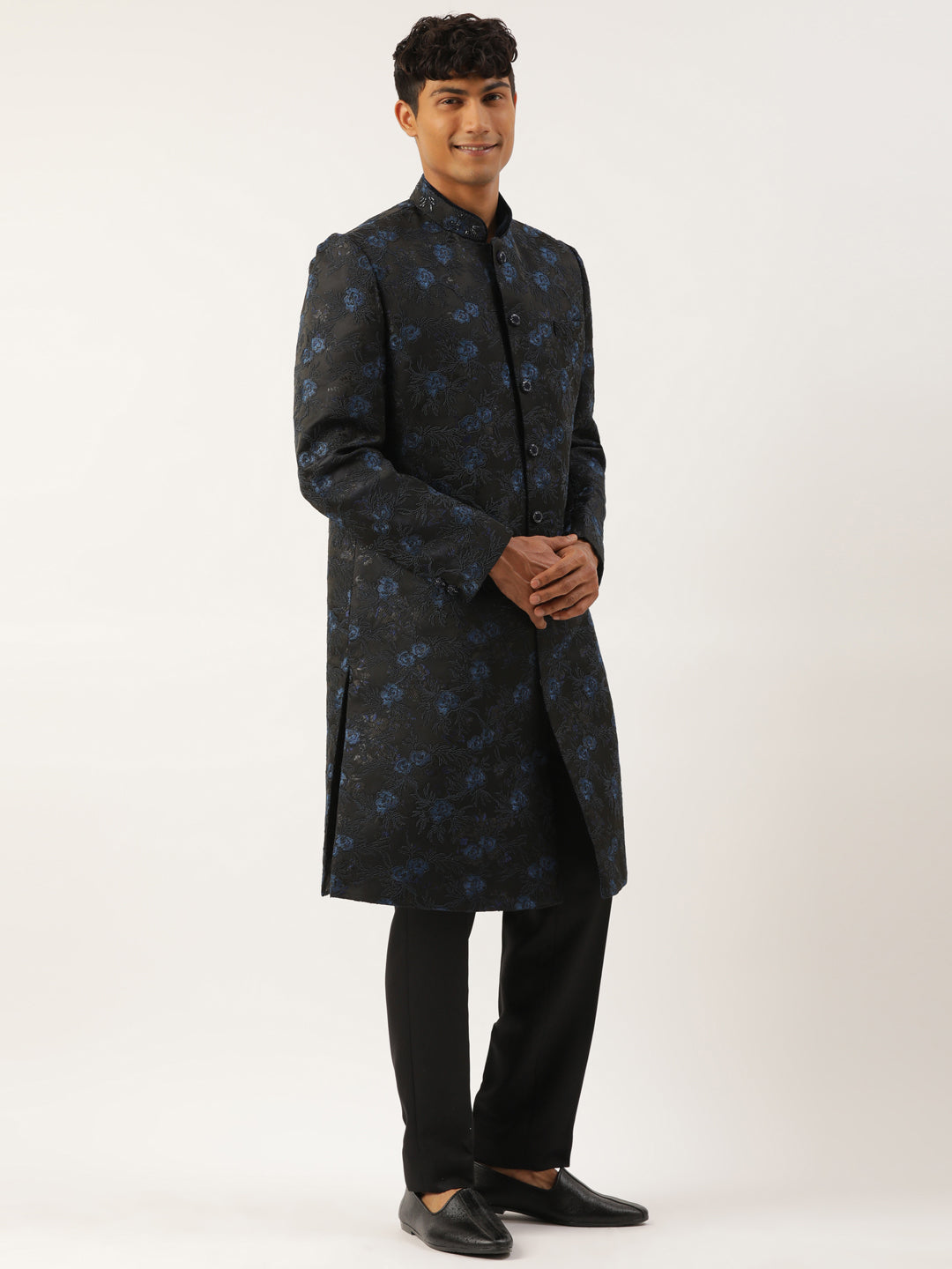 Navy Blue embroidered Indowestern