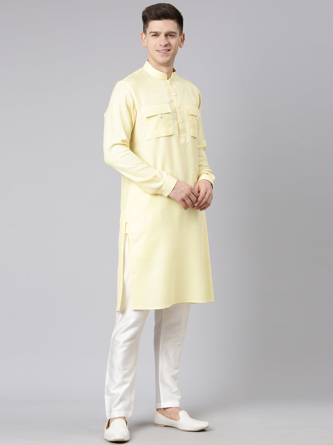 Yellow Pathani Kurta Set