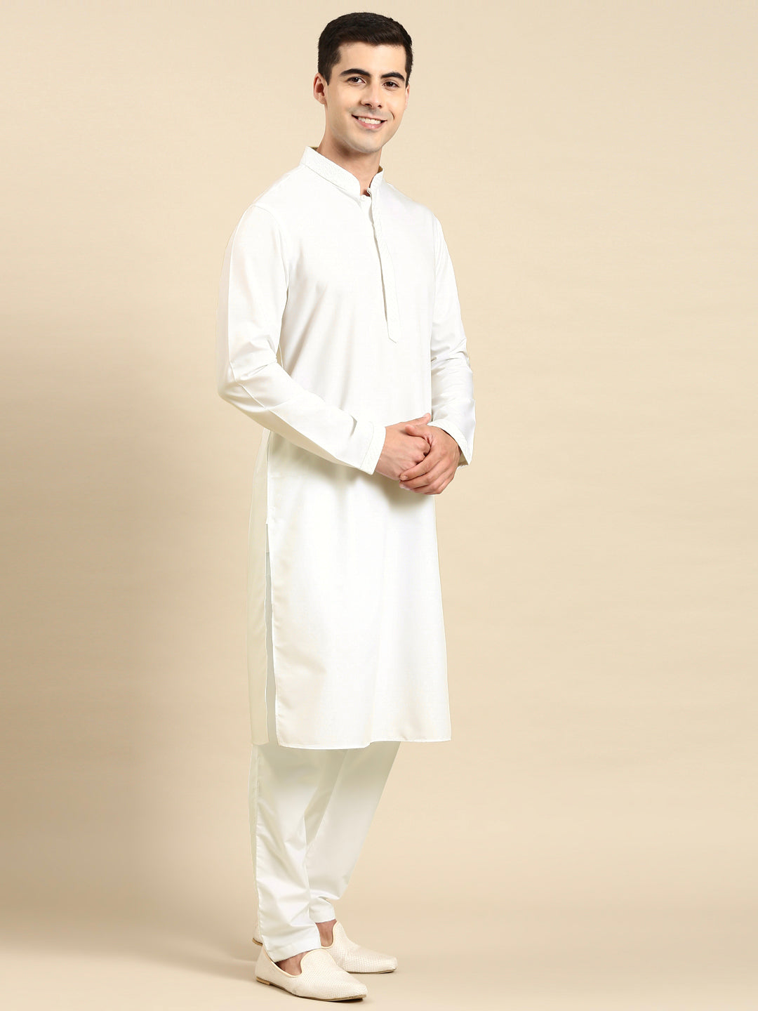 Off White fine Cotton Kurta Set