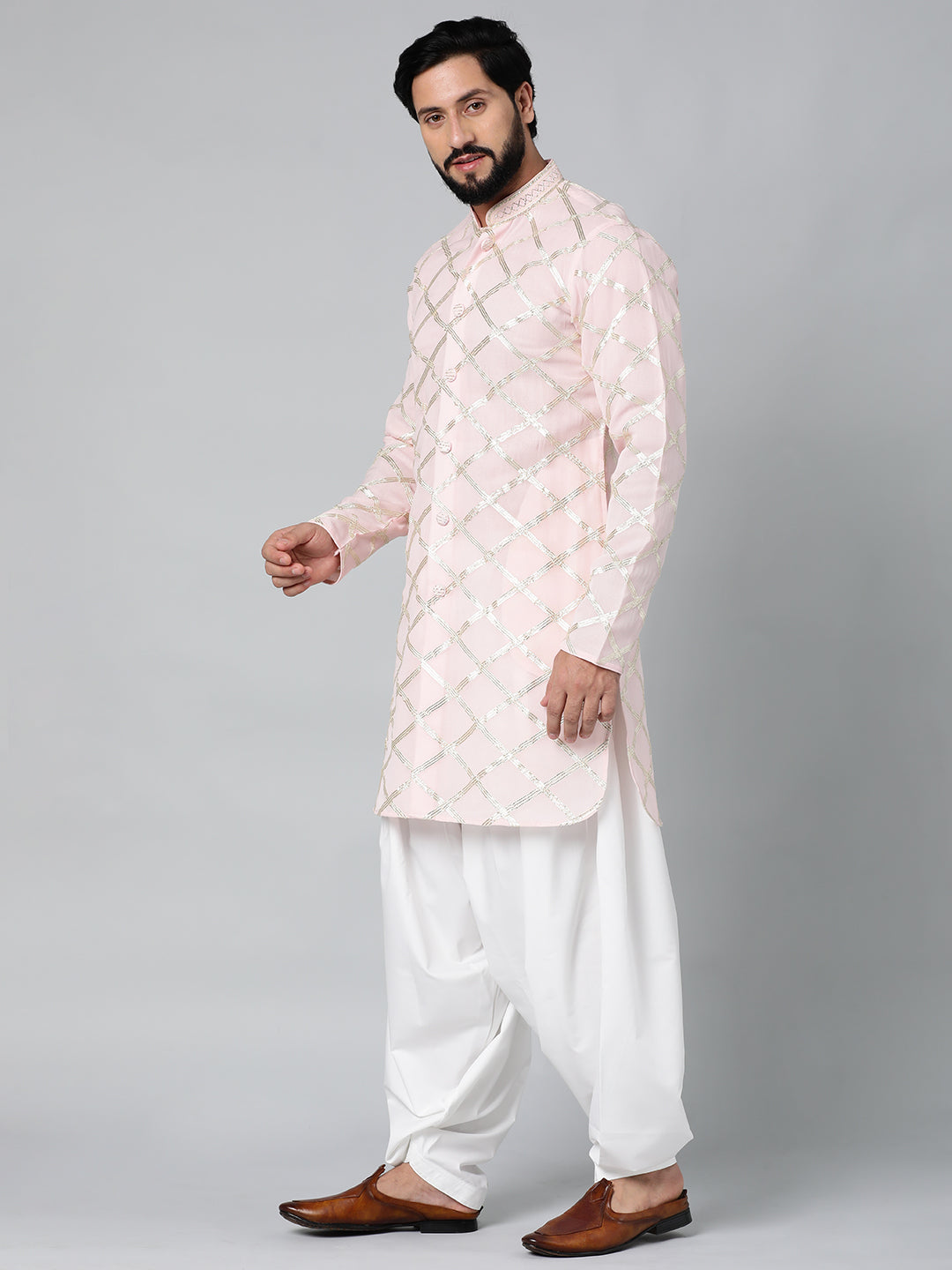 Baby Pink Gota Embroidery Kurta Set