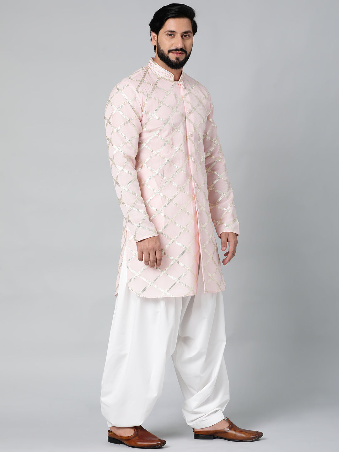 Baby Pink Gota Embroidery Kurta Set