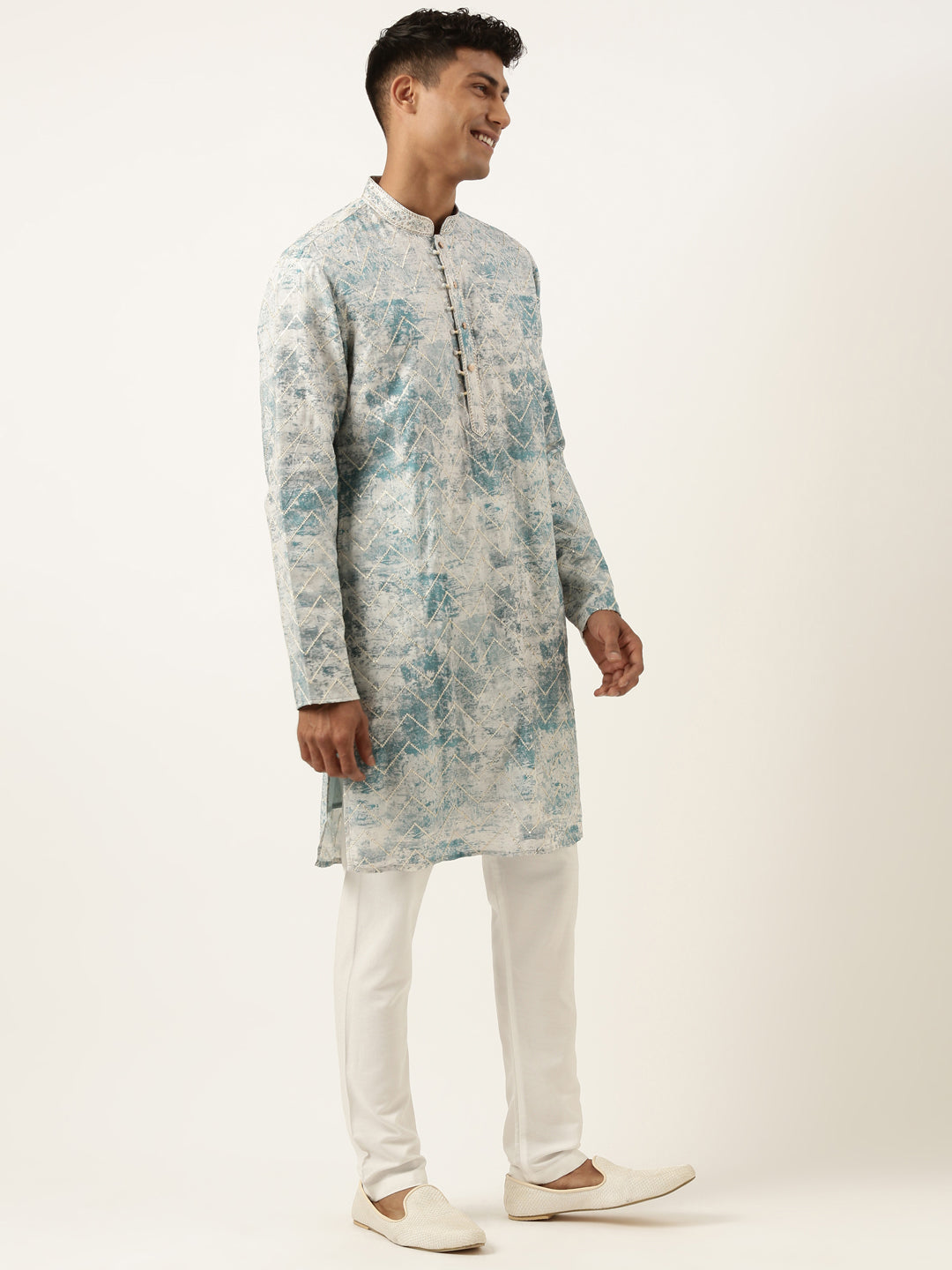 Light Blue Sequin Embroidery Kurta Set