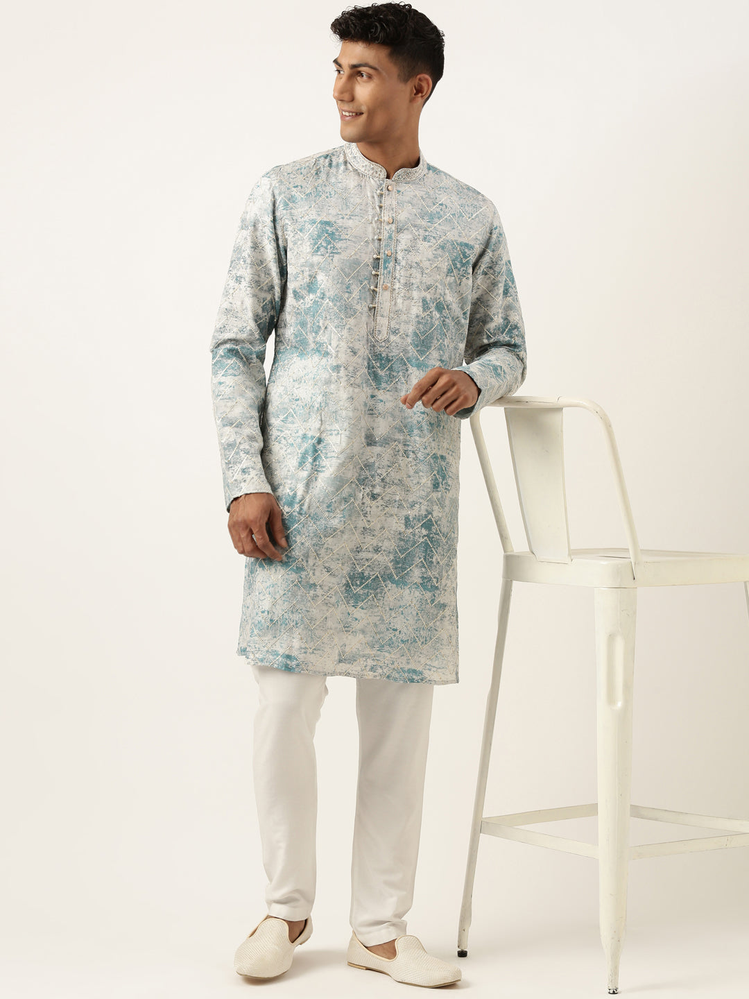 Light Blue Sequin Embroidery Kurta Set