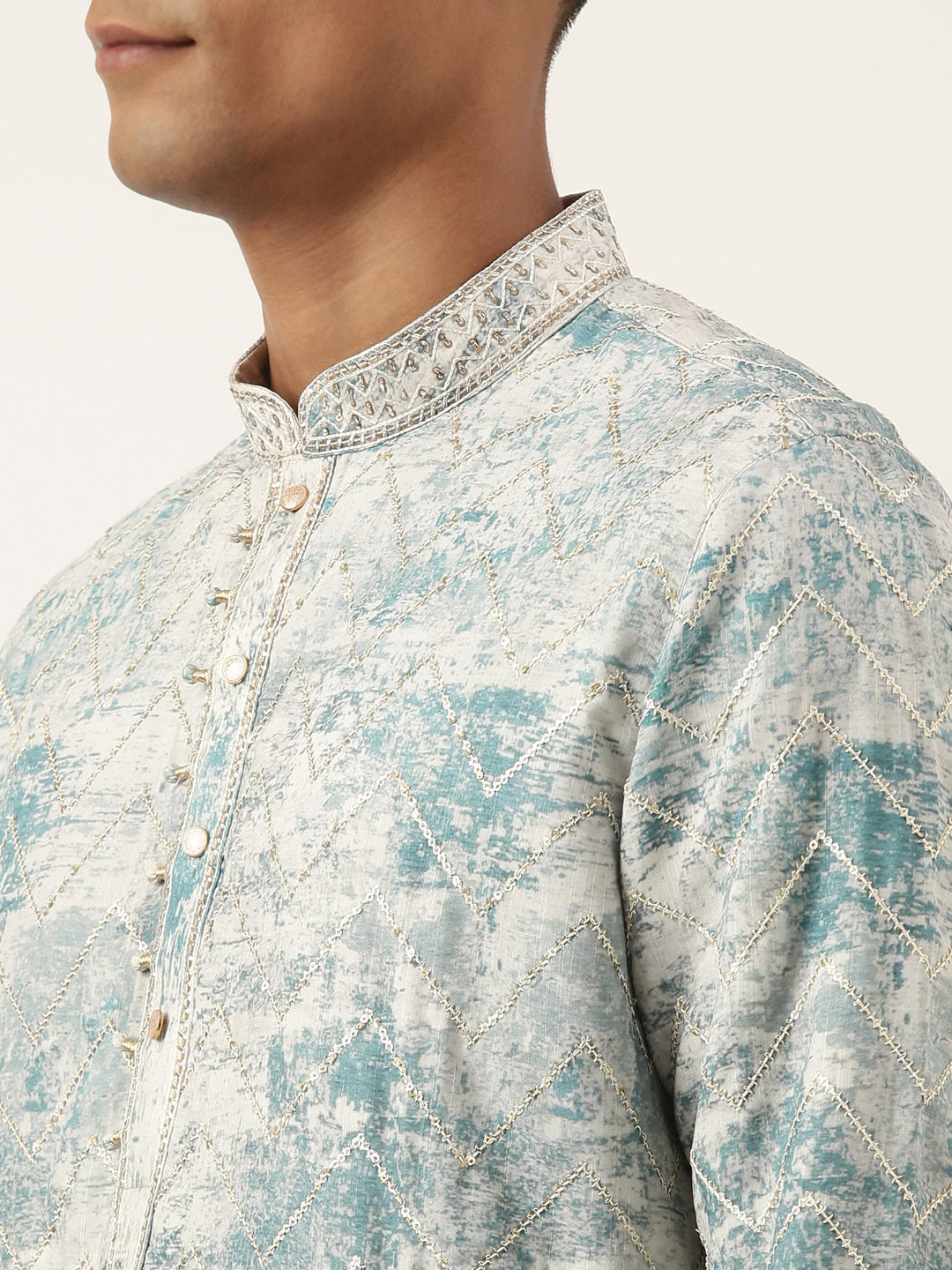 Light Blue Sequin Embroidery Kurta Set