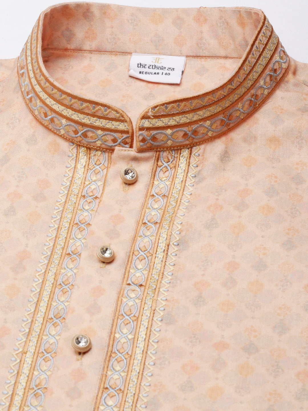 Peach Printed Kurta Set