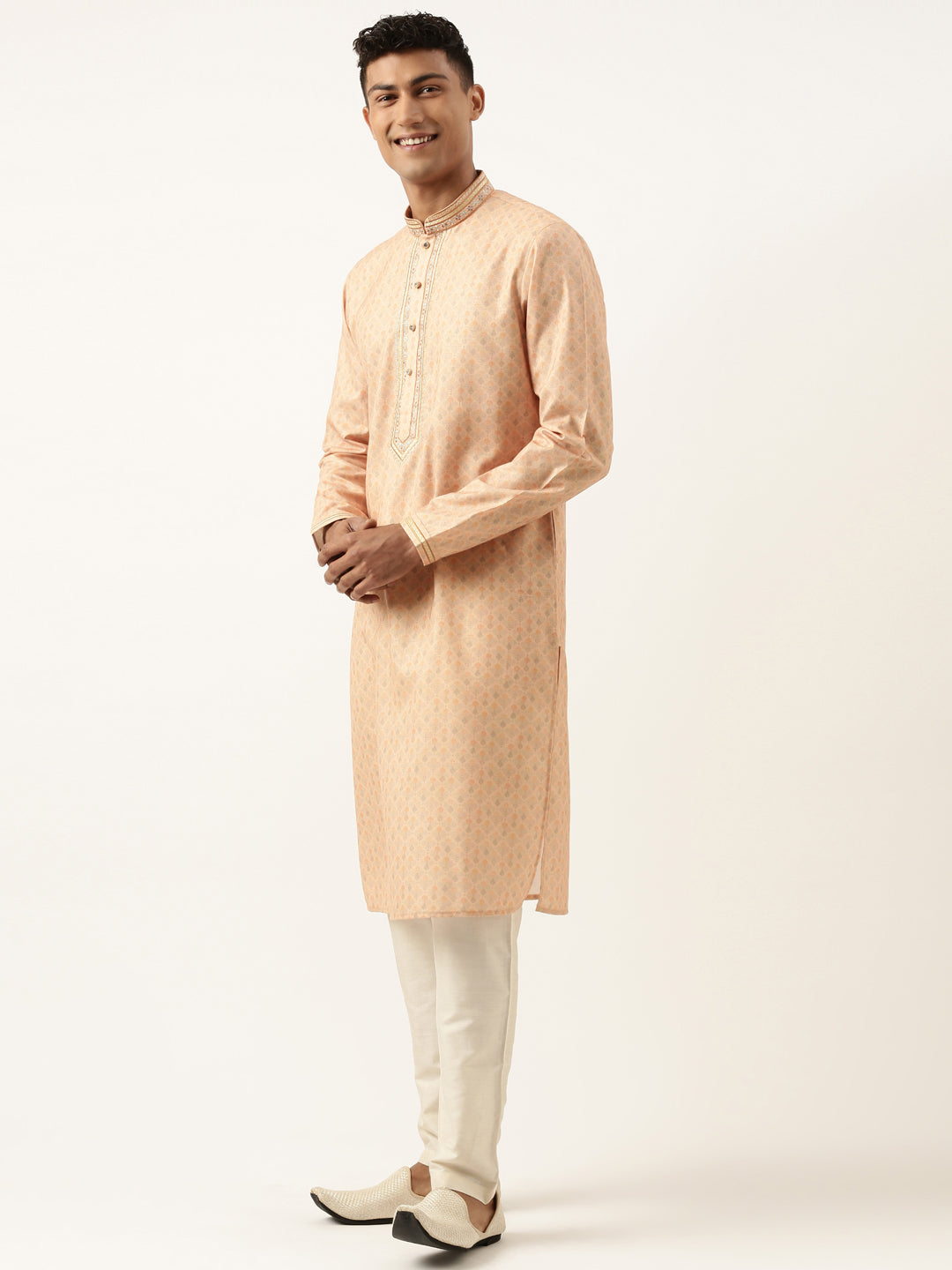 Peach Printed Kurta Set