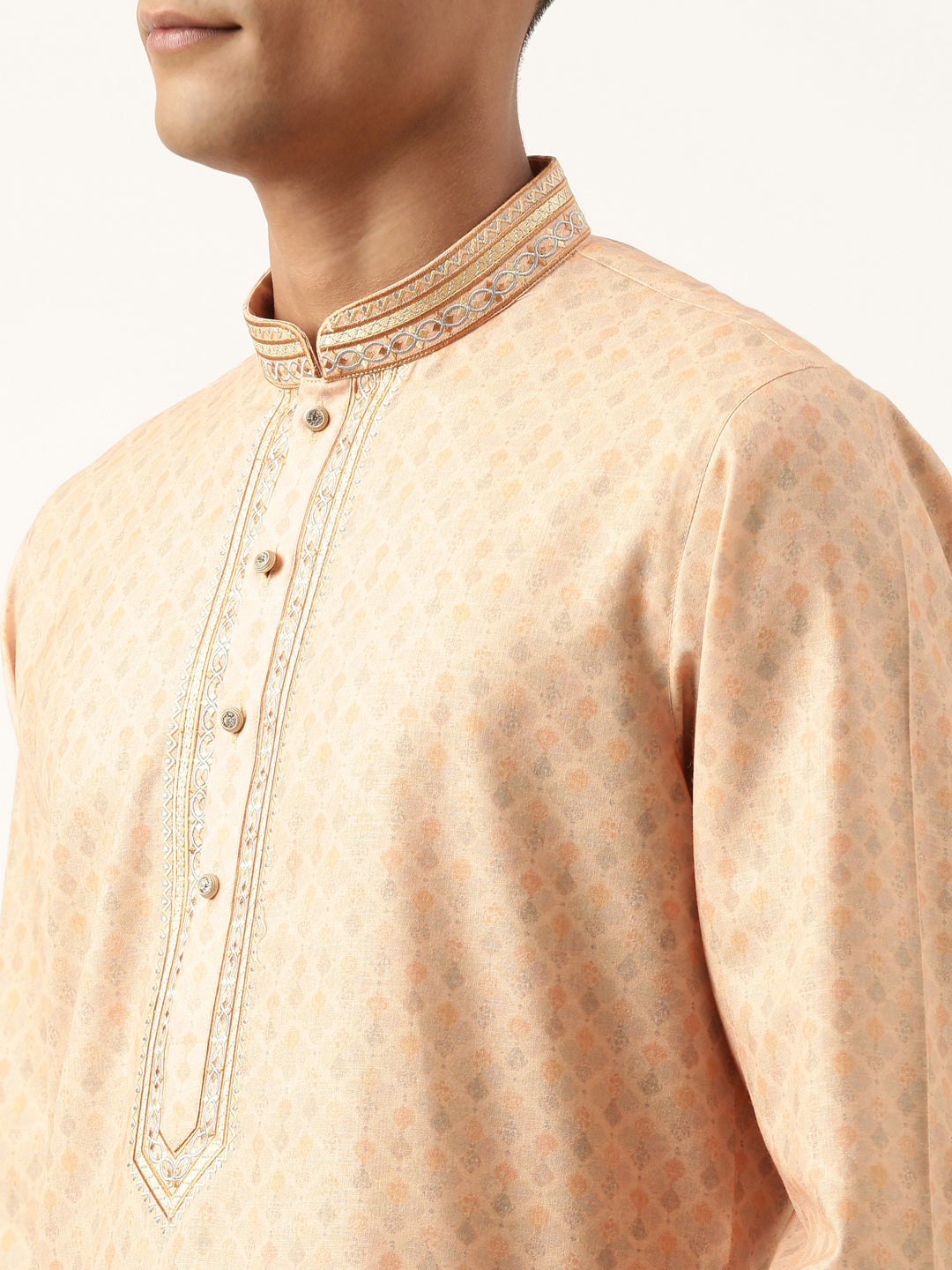 Peach Printed Kurta Set