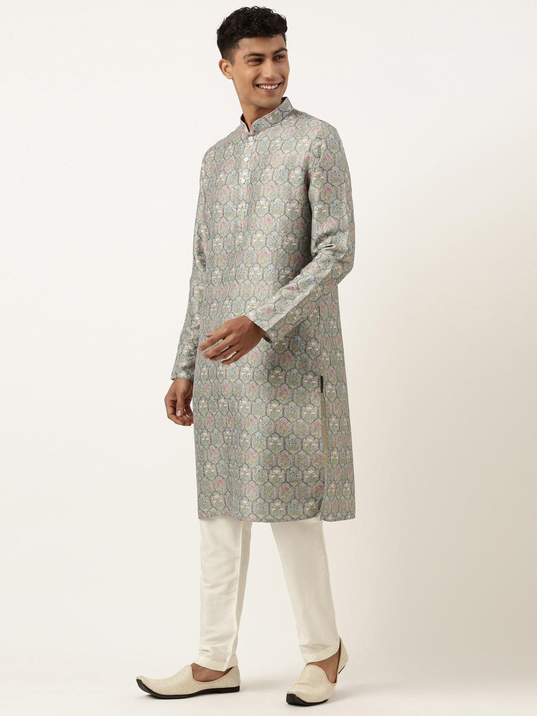 Teal Printed Kurta Set