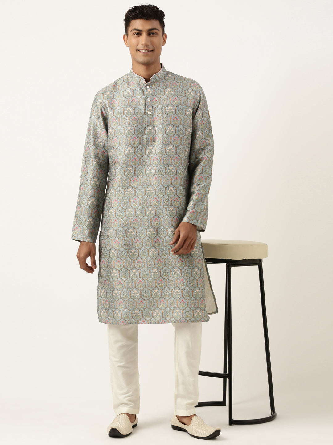 Teal Printed Kurta Set