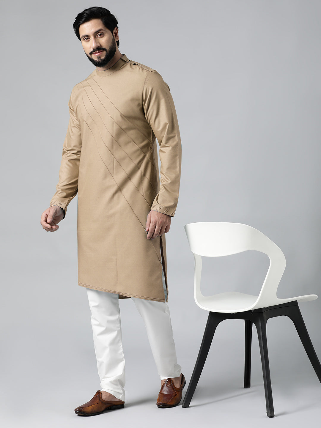 Beige Pintux kurta Set