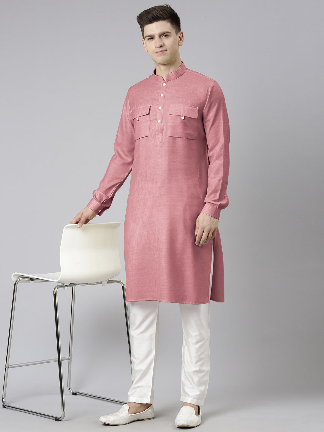 Old Rose Pathani Kurta Set