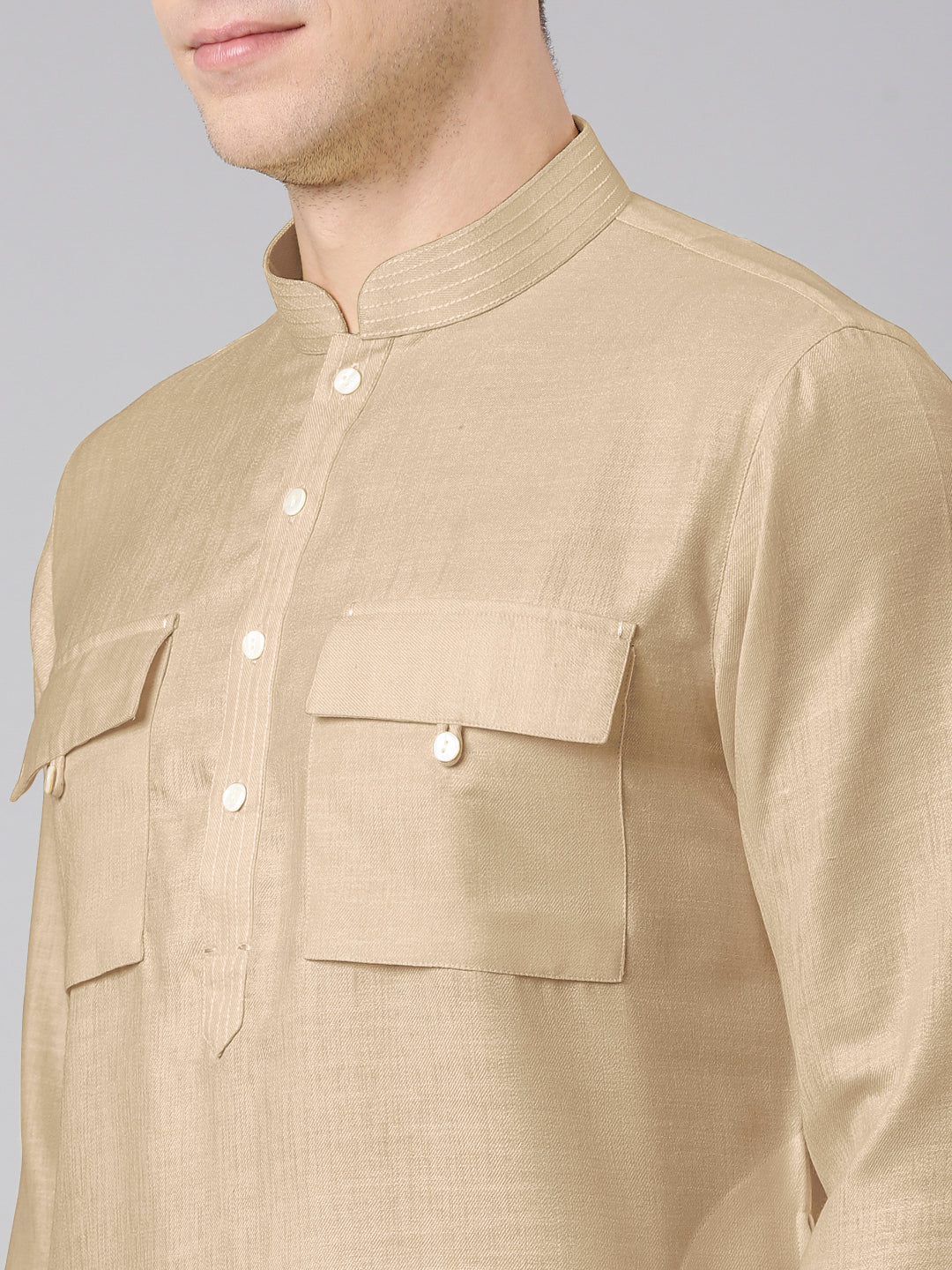 Beige Pathani Kurta Set