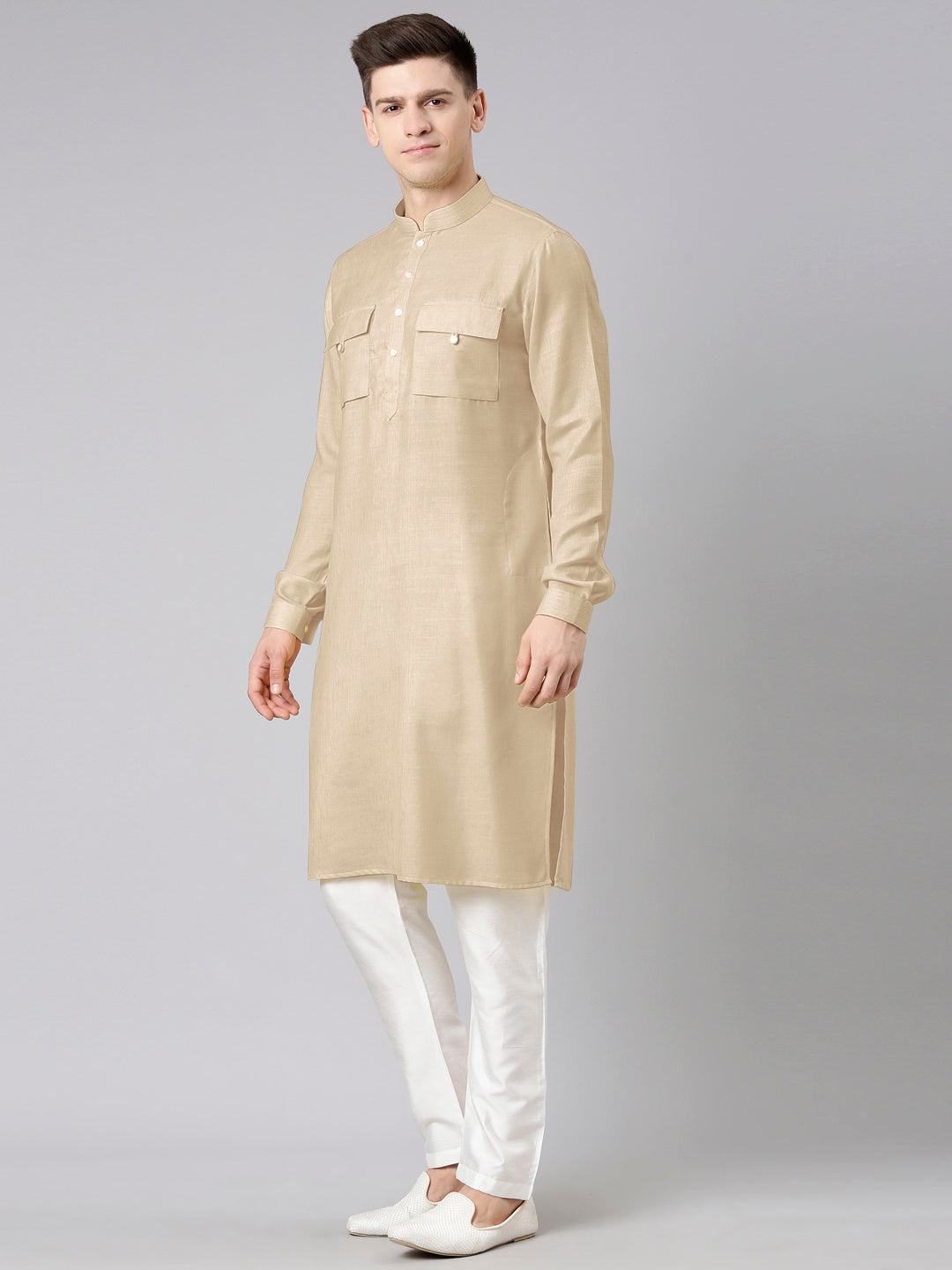 Beige Pathani Kurta Set