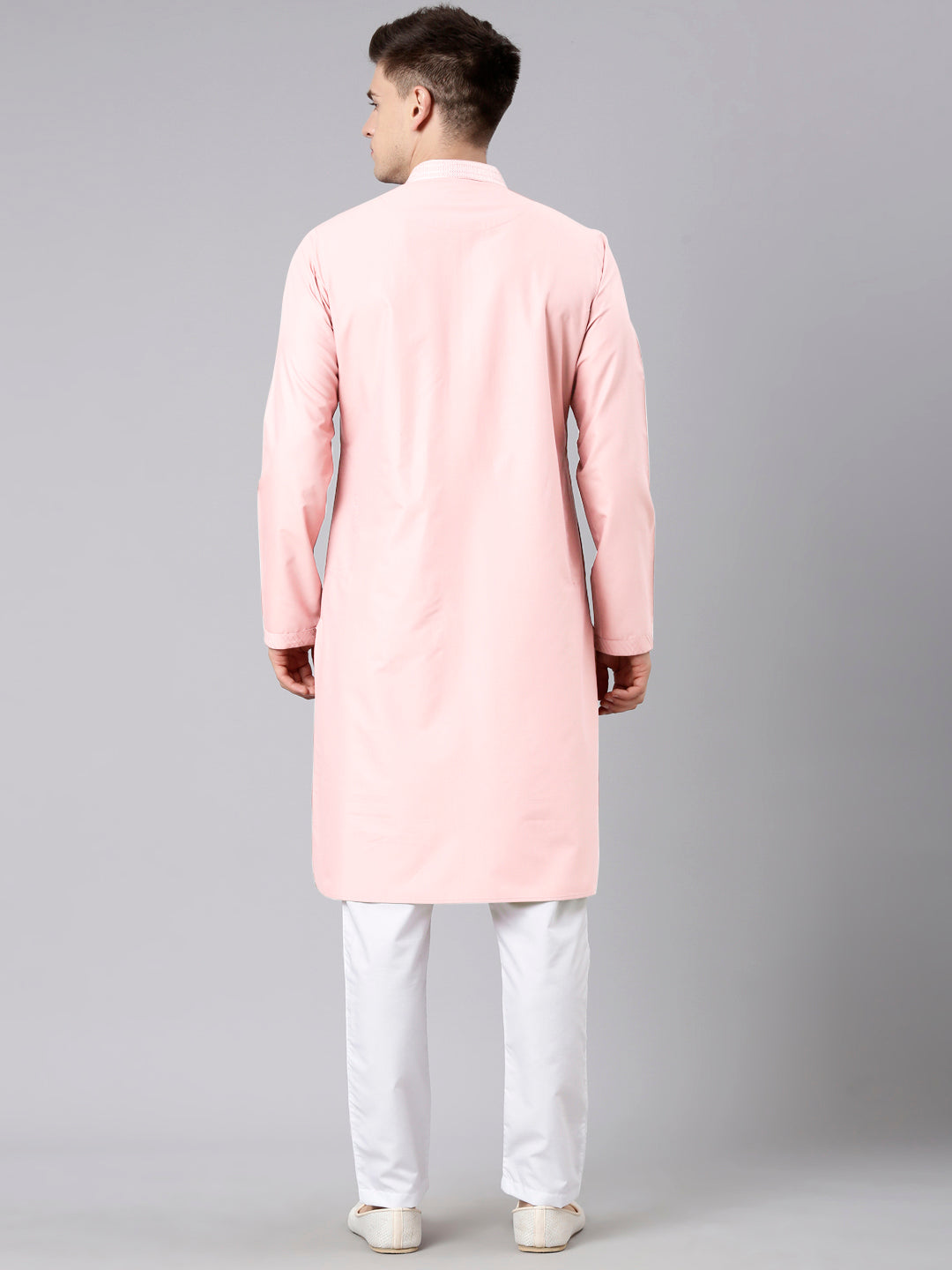 Pink Pleated Cotton Kurta Set