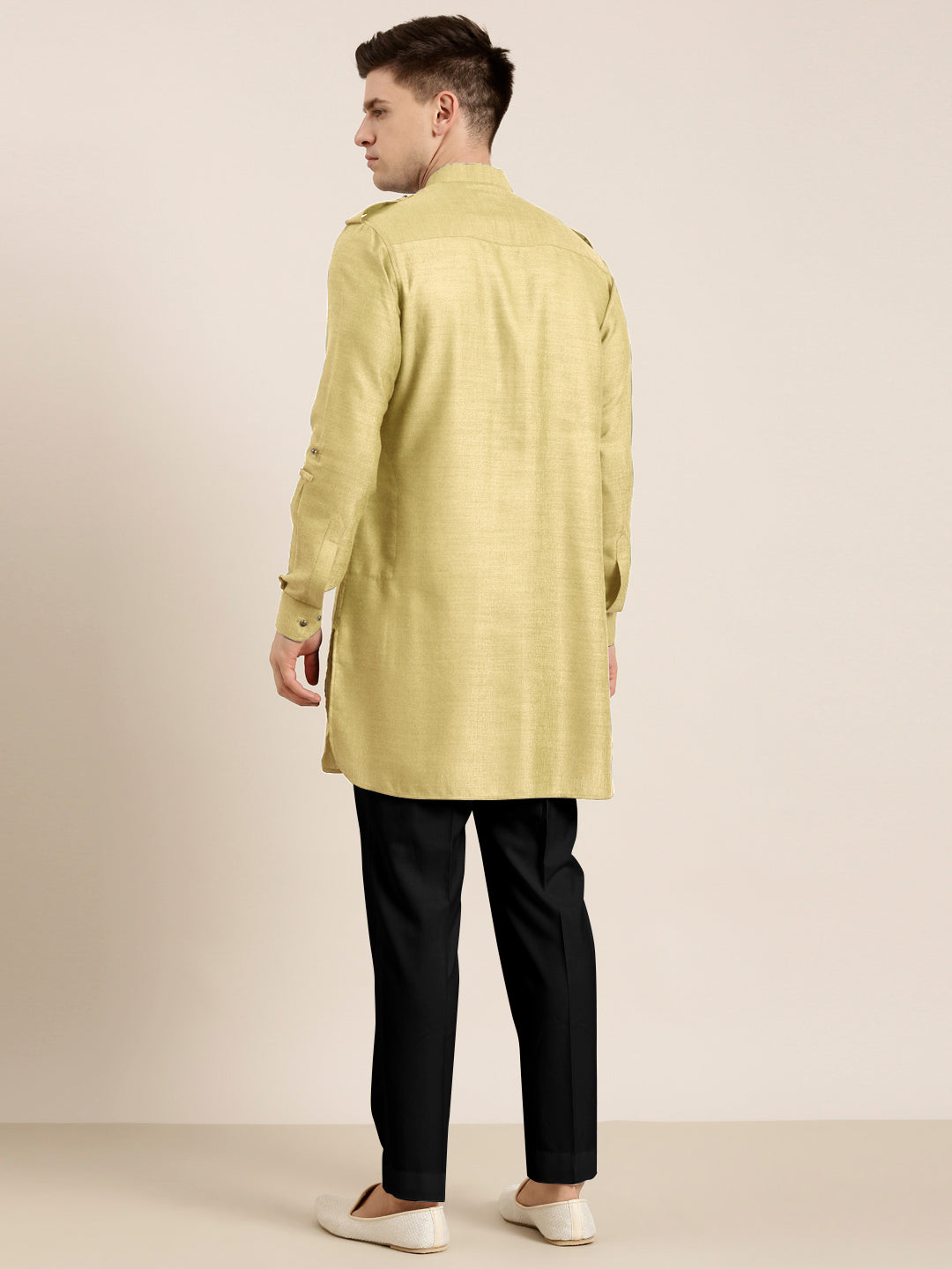 Greenish Beige cotton Short Pathani