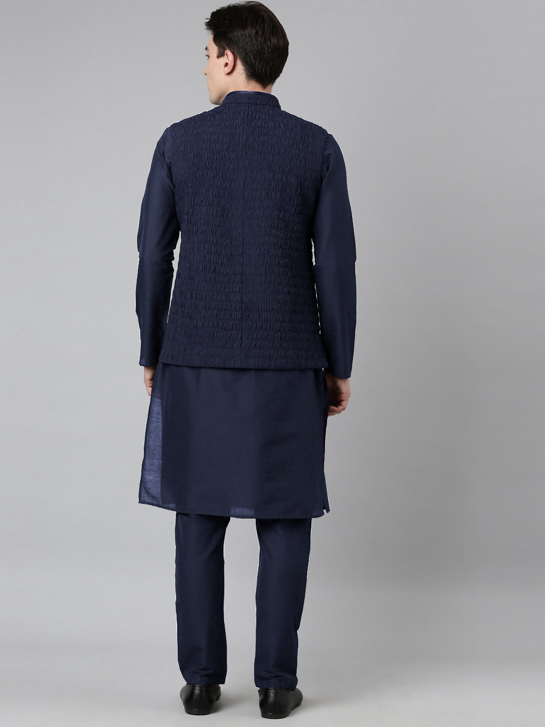 Navy Ruching Jacket Kurta Set