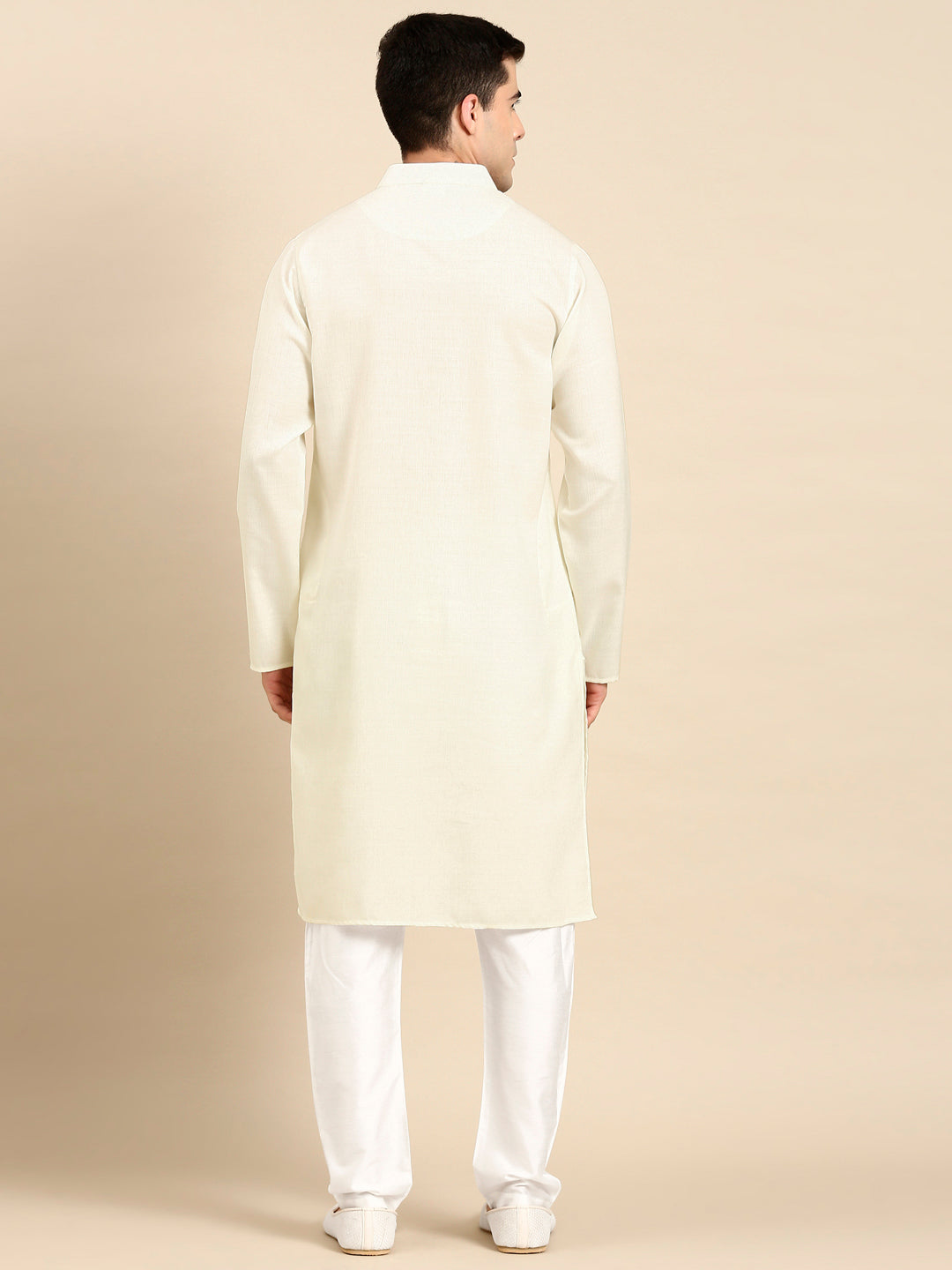 Cream Twill Weave Cotton Kurta  Set