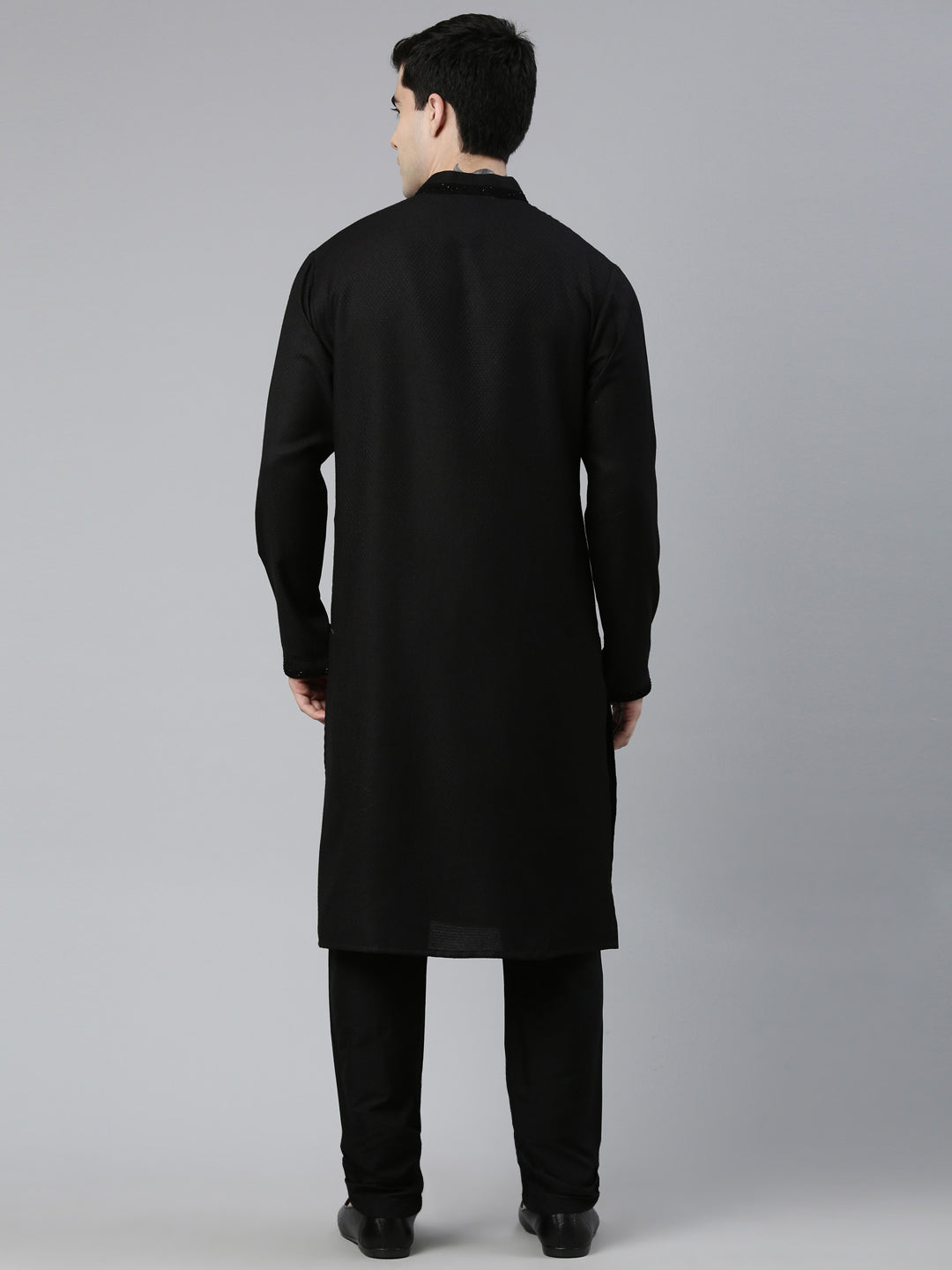 Black Cotton Kurta Set